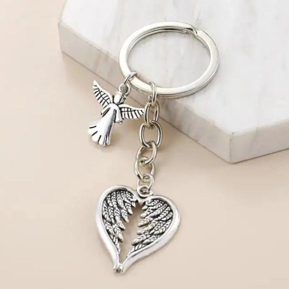 BRAND NEW Holy Guardian Angel Wings Charms God Jesus Keyring Keychain Pendant